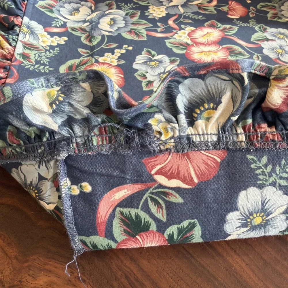 VTG Longaberger Basket Fabric Liner Blue Floral 17x11.5x3